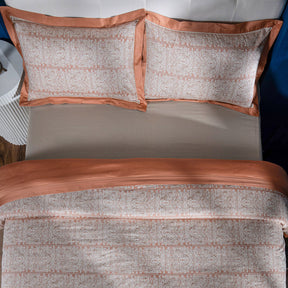 Classical Impression Folkloric 100% Cotton Duvet Cover with Pillow Case Rust