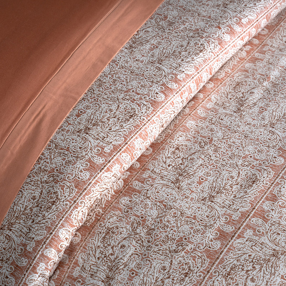 Classical Impression Folkloric 100% Cotton Duvet Cover with Pillow Case Rust