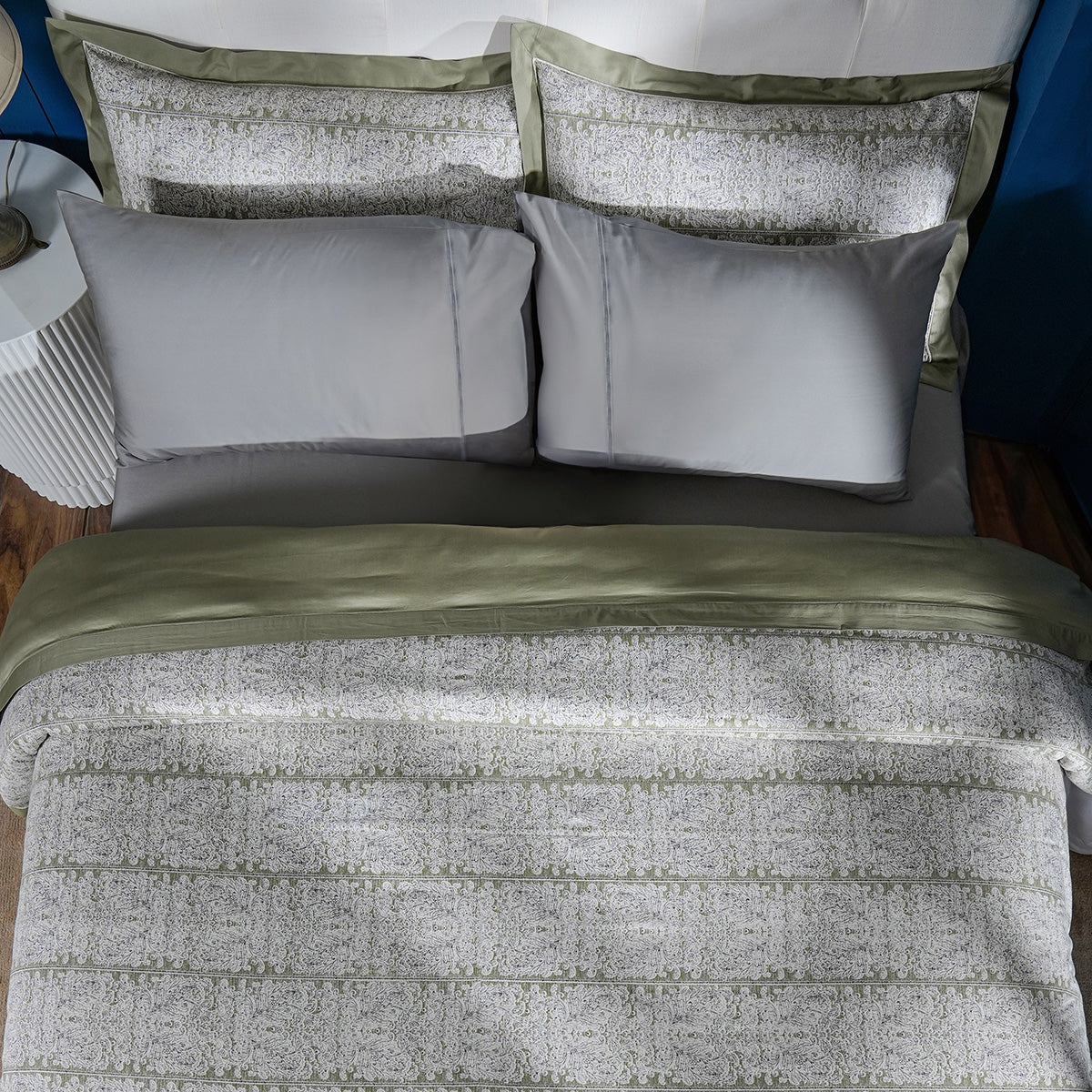 Classical Impression Folkloric 100% Cotton Duvet Cover with Pillow Case Green