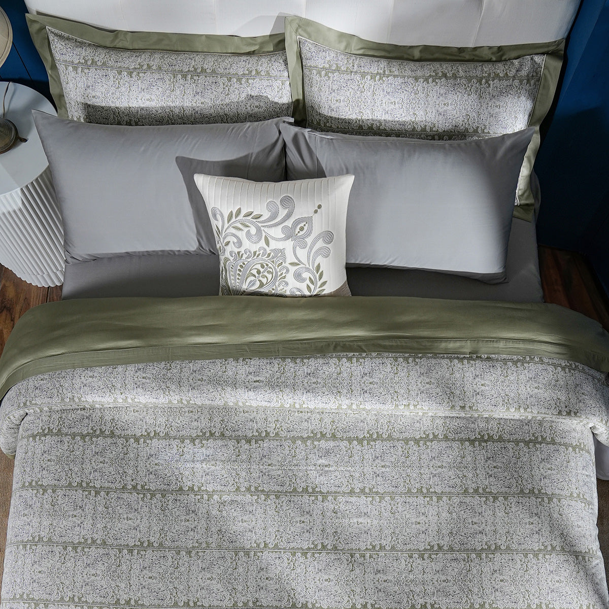Classical Impression Folkloric 100% Cotton 8pcs Duvet Cover Set Green
