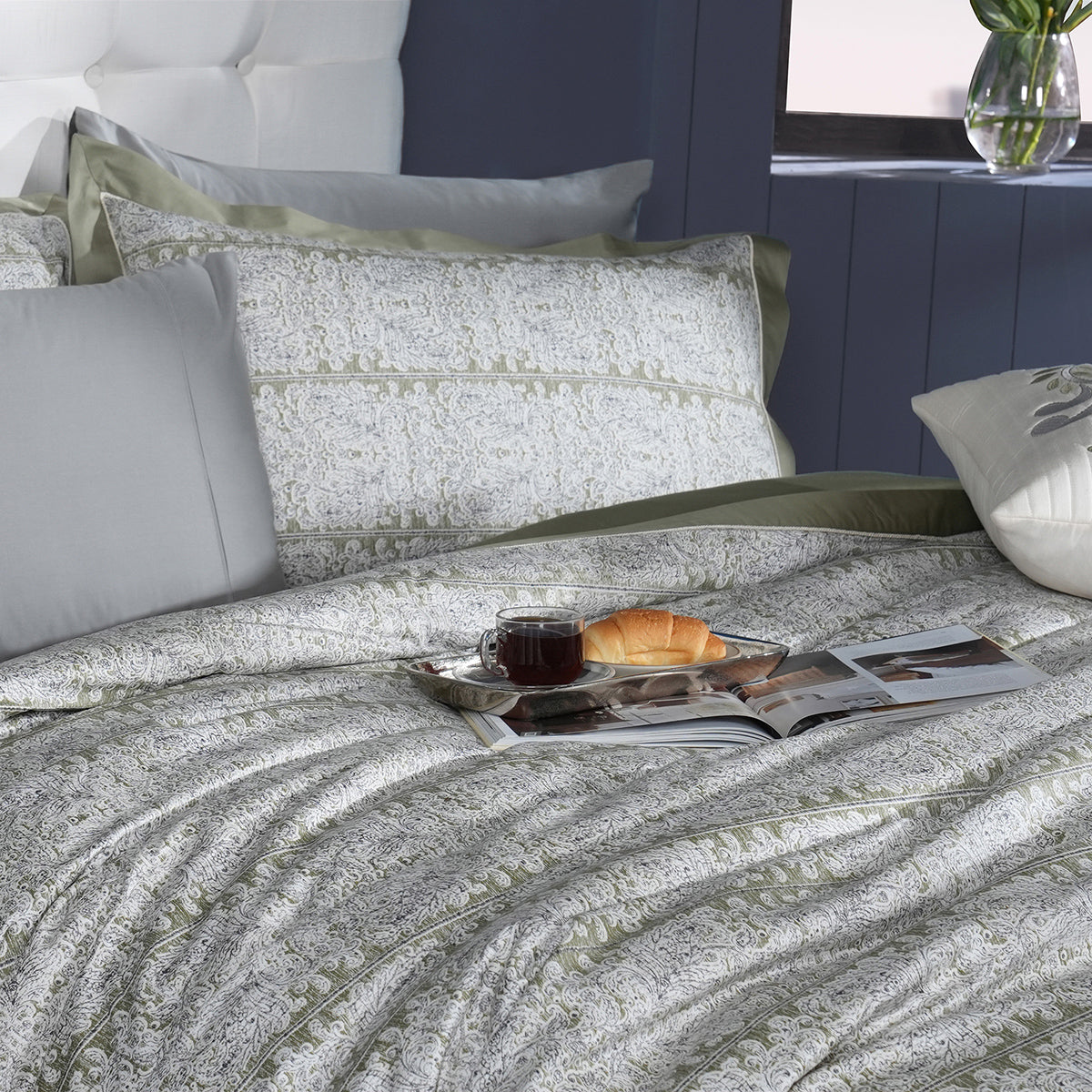 Classical Impression Folkloric 100% Cotton 8pcs Duvet Cover Set Green