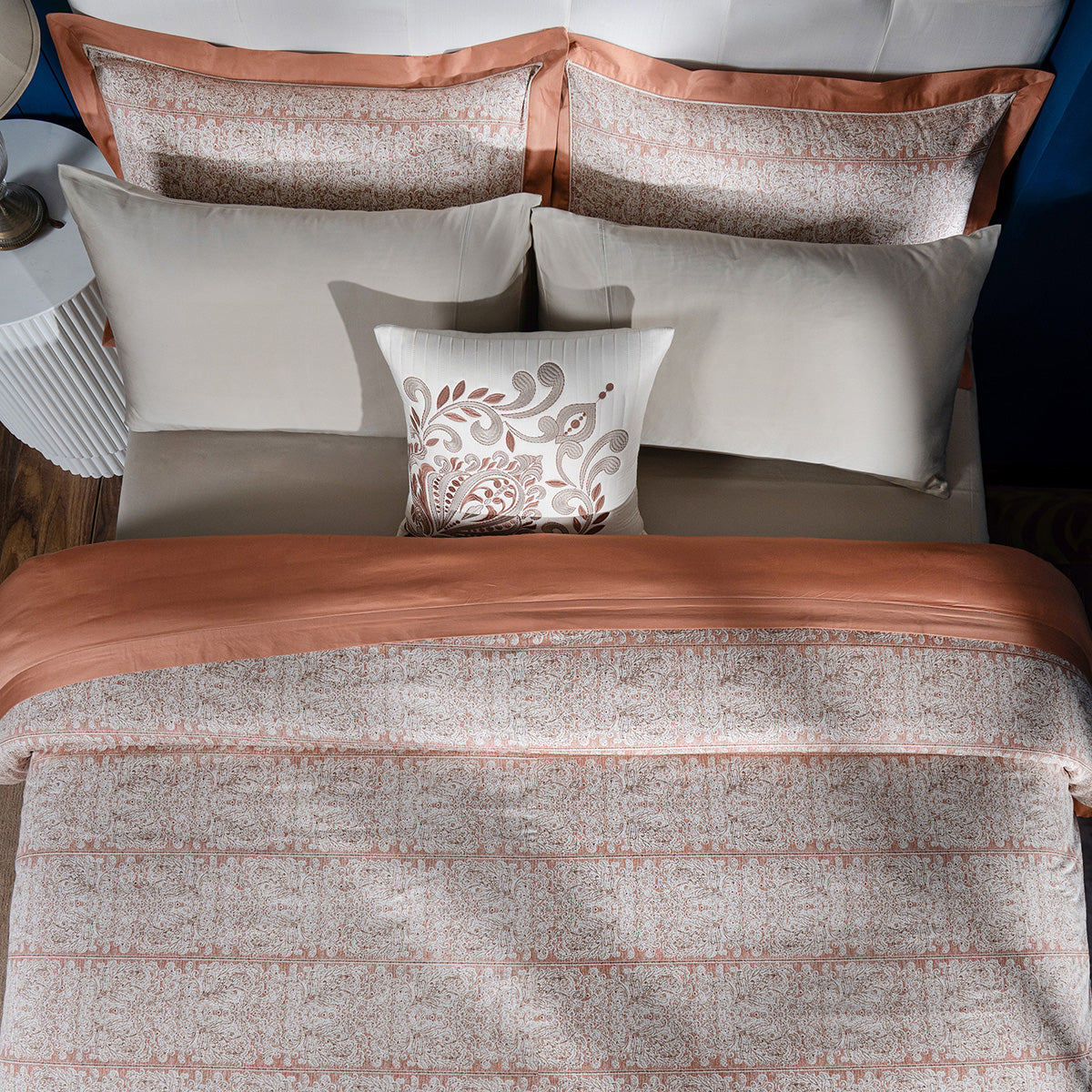 Classical Impression Folkloric 100% Cotton 8pcs Duvet Cover Set Rust