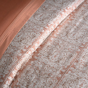 Classical Impression Folkloric 100% Cotton 8pcs Duvet Cover Set Rust