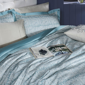 Classical Impression Folkloric 100% Cotton 8pcs Duvet Cover Set Blue