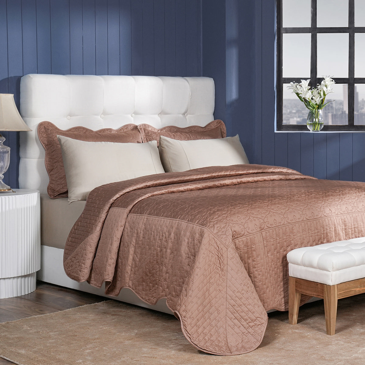 Classical Impression Swirling Quilt/Quilted Bed Cover Brown