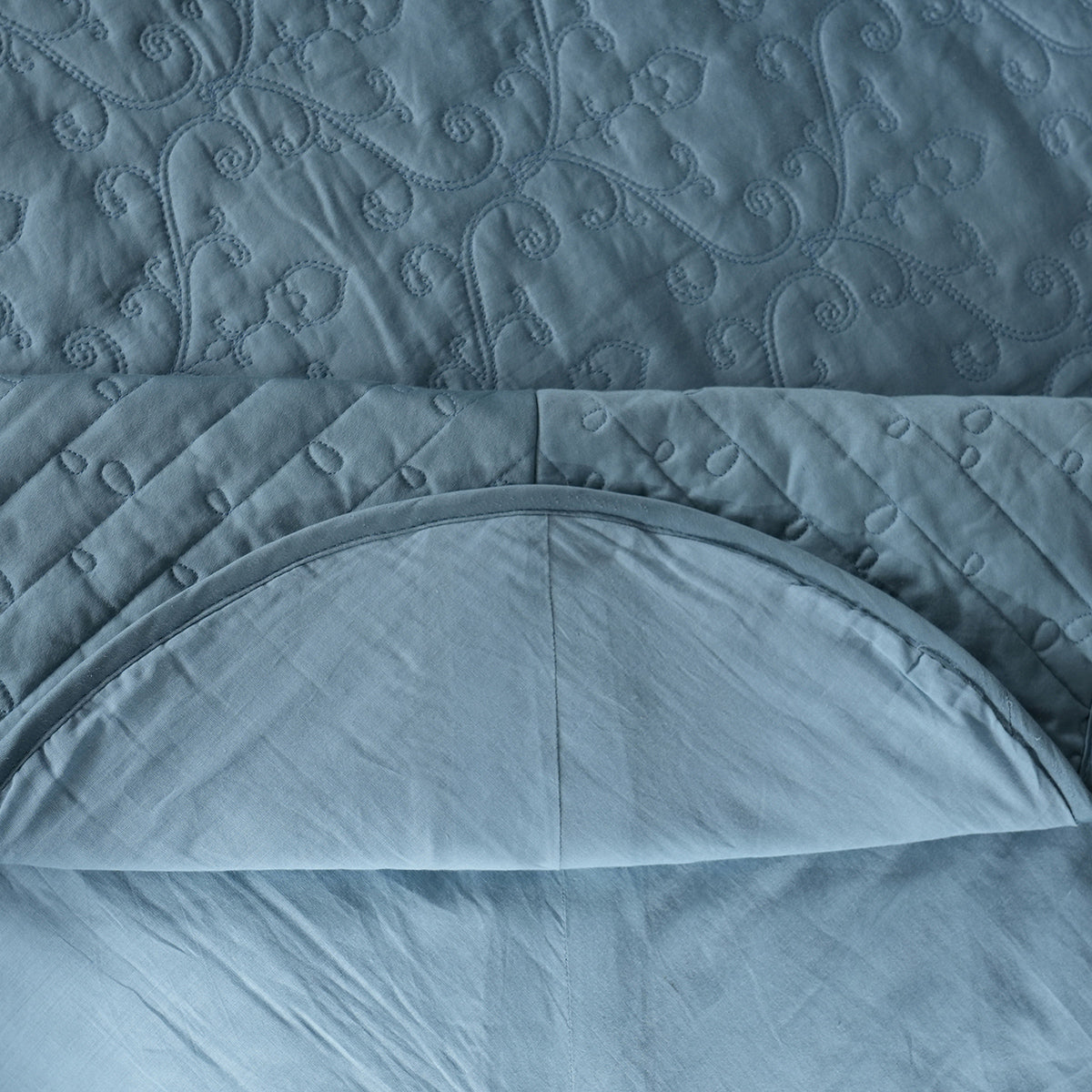 Classical Impression Swirling Quilt/Quilted Bed Cover Blue