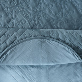 Classical Impression Swirling Quilt/Quilted Bed Cover Blue