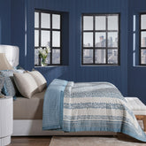 Classical Impression Ornamental Quilt/Quilted Bed Cover Blue
