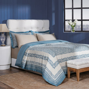 Classical Impression Ornamental Quilt/Quilted Bed Cover Blue