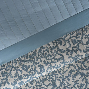 Classical Impression Ornamental Quilt/Quilted Bed Cover Blue