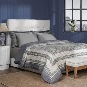 Classical Impression Ornamental Quilt/Quilted Bed Cover Grey