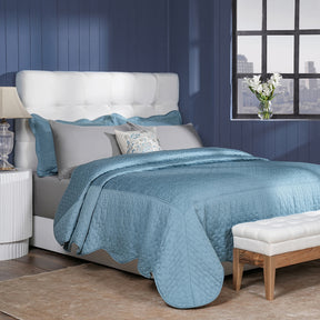 Classical Impression Swirling 100% Cotton 8pcs Quilt/Qulited Bed Cover Set Blue