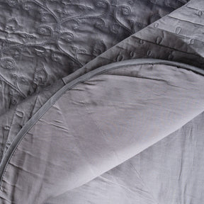 Classical Impression Swirling 100% Cotton 8pcs Quilt/Qulited Bed Cover Set Grey
