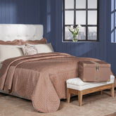 Classical Impression Swirling 100% Cotton 8pcs Quilt/Qulited Bed Cover Set Brown