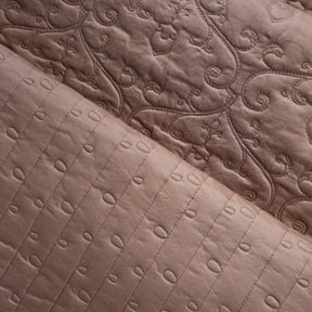 Classical Impression Swirling 100% Cotton 8pcs Quilt/Qulited Bed Cover Set Brown