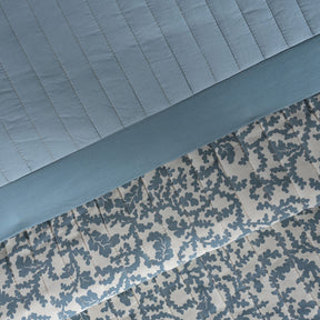 Classical Impression Ornamental 100% Cotton 8pcs Quilt/Qulited Bed Cover Set Blue