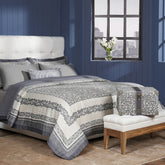 Classical Impression Ornamental 100% Cotton 8pcs Quilt/Qulited Bed Cover Set Grey