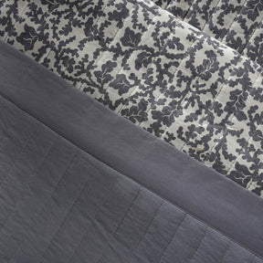 Classical Impression Ornamental 100% Cotton 8pcs Quilt/Qulited Bed Cover Set Grey