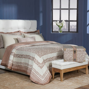 Classical Impression Ornamental 100% Cotton 8pcs Quilt/Qulited Bed Cover Set Brown