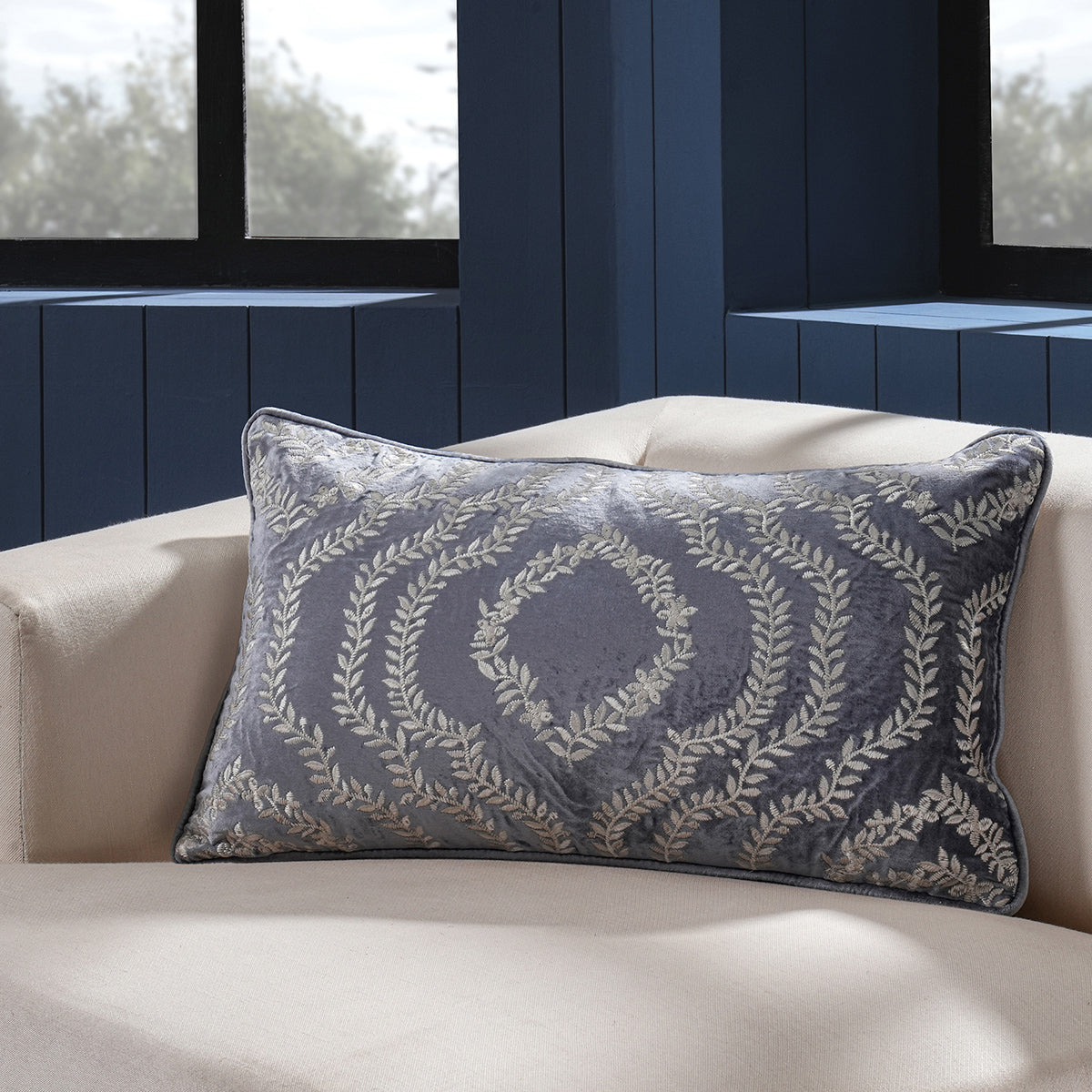 Classical Impression Ingrid Damask 100% Cotton Cushion Cover Grey