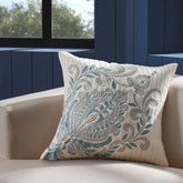 Classical Impression Bloom 100% Cotton Cushion Cover Blue