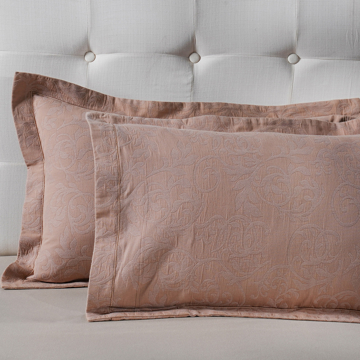 Classical Impression Curly Scroll 100% Cotton Pillow Sham Set Rust