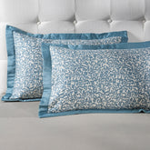 Classical Impression Ornamental Fabric-100% Cotton, Filling-100% Polyester Pillow Sham Set Blue