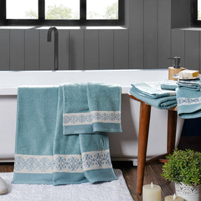 Elegance Embroidery Machine 100% Cotton Blue Towel
