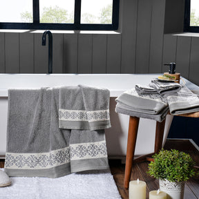 Elegance Embroidery Machine 100% Cotton Grey Towel
