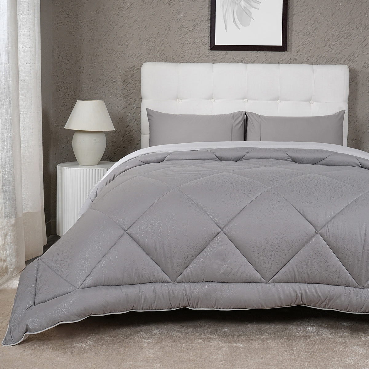 Gravel reversible textured Grey Quilt