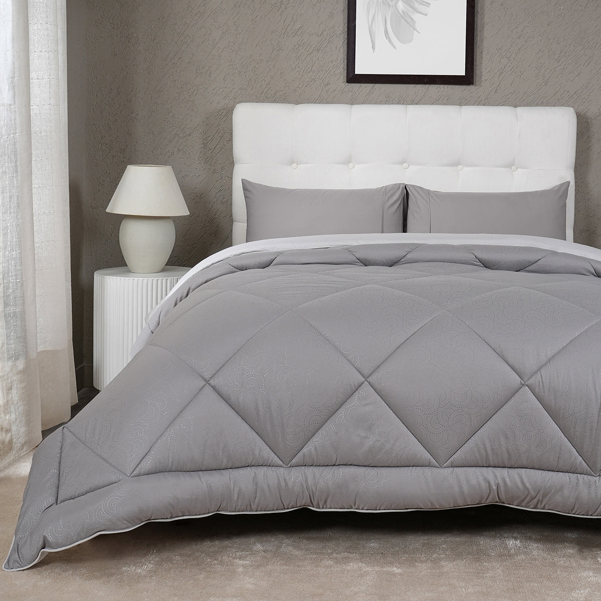 Gravel reversible textured Grey Quilt