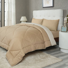 Gravel reversible textured Beige/Neutral Quilt