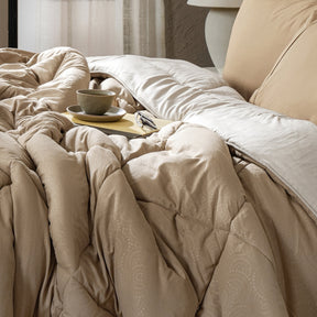 Gravel reversible textured Beige/Neutral Quilt