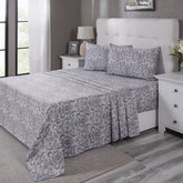 PBS Vintage Chic Dawson 100% Cotton Bedsheet with Pillow Case Grey