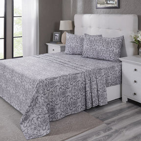 PBS Vintage Chic Dawson 100% Cotton Bedsheet with Pillow Case Grey