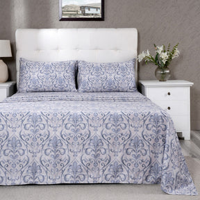 PBS Vintage Chic Dawson 100% Cotton Bedsheet with Pillow Case Blue