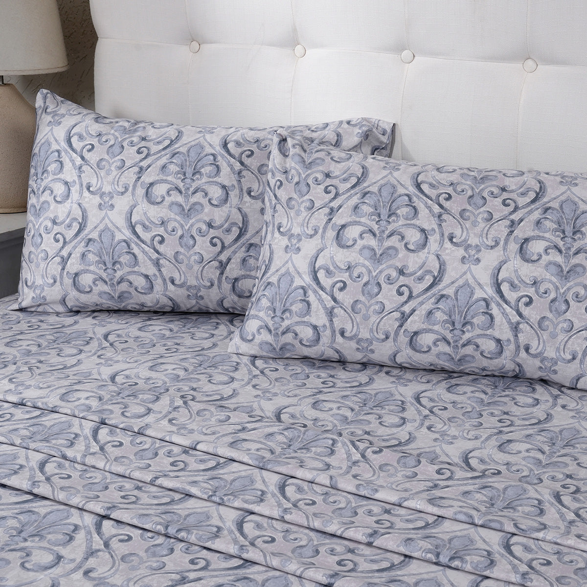 PBS Vintage Chic Dawson 100% Cotton Bedsheet with Pillow Case Blue