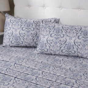 PBS Vintage Chic Dawson 100% Cotton Bedsheet with Pillow Case Blue