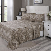PBS Vintage Chic Edmund 100% Cotton Bedsheet with Pillow Case Beige
