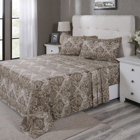 PBS Vintage Chic Edmund 100% Cotton Bedsheet with Pillow Case Beige