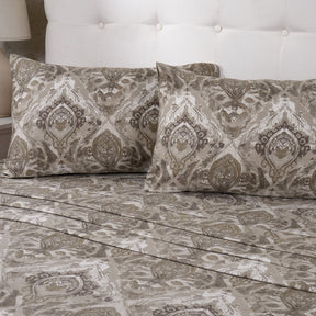 PBS Vintage Chic Edmund 100% Cotton Bedsheet with Pillow Case Beige