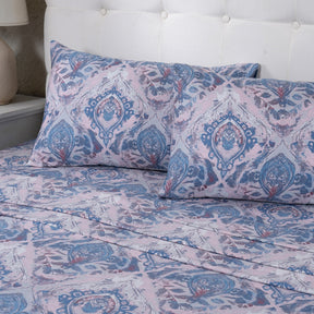 PBS Vintage Chic Edmund 100% Cotton Bedsheet with Pillow Case Blue