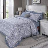 PBS Vintage Chic Dawson 100% Cotton 8 Pcs Duvet Cover Set Blue