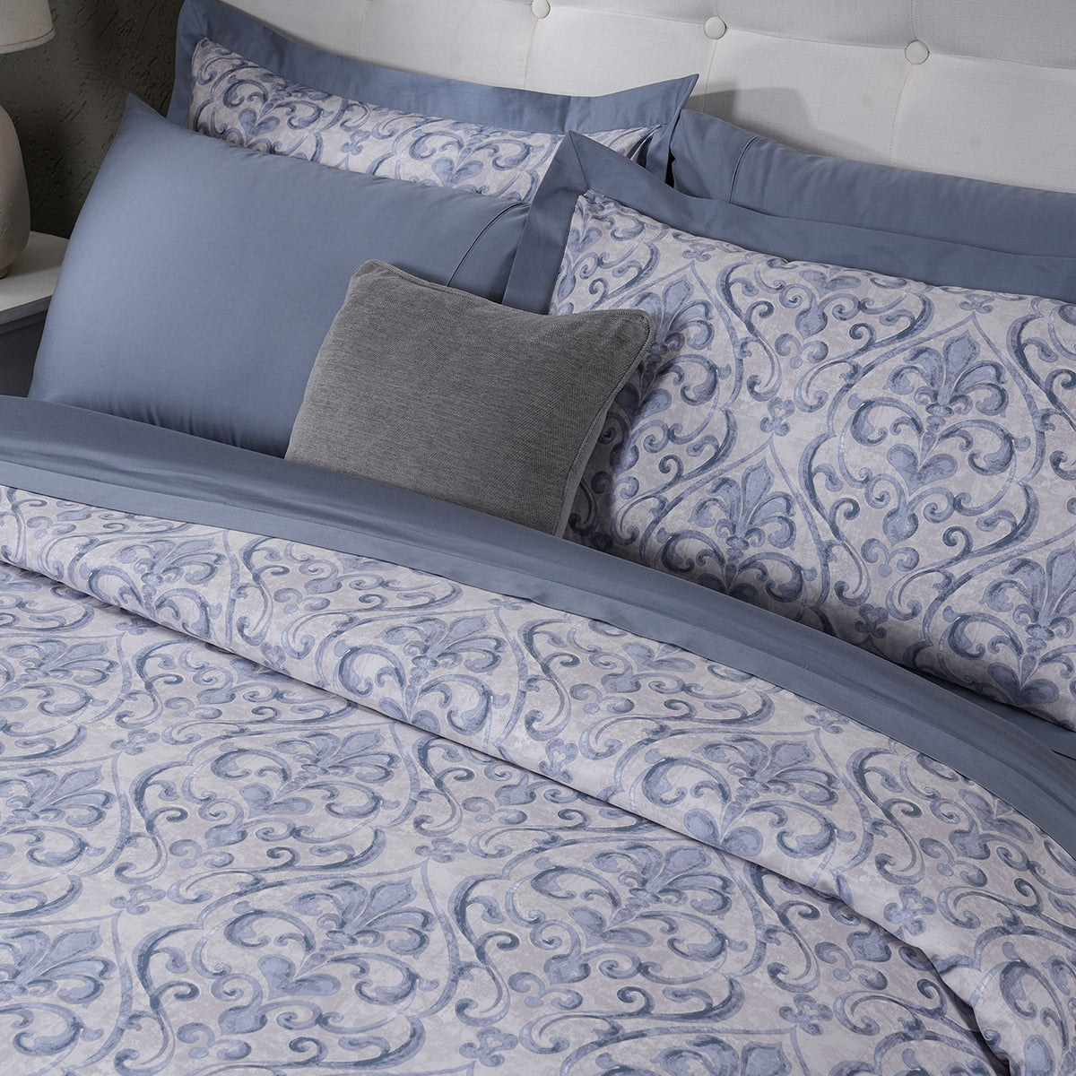 PBS Vintage Chic Dawson 100% Cotton 8 Pcs Duvet Cover Set Blue