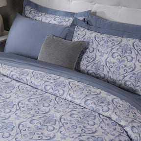 PBS Vintage Chic Dawson 100% Cotton 8 Pcs Duvet Cover Set Blue