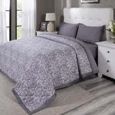 PBS Vintage Chic Dawson Quilt/Quilted Bed Cover Grey