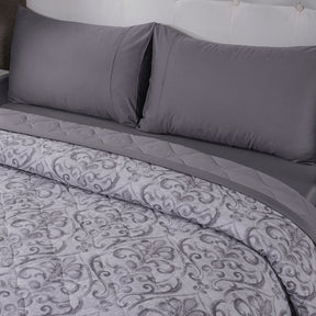 PBS Vintage Chic Dawson Quilt/Quilted Bed Cover Grey