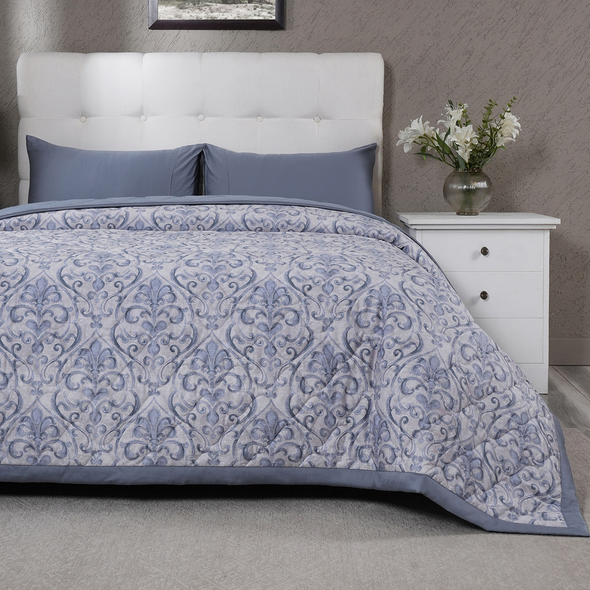 PBS Vintage Chic Dawson Quilt/Quilted Bed Cover Blue