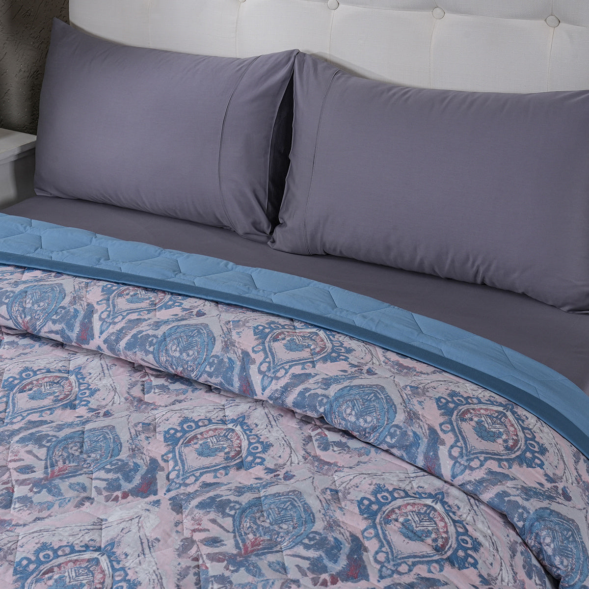 PBS Vintage Chic Edmund Quilt/Quilted Bed Cover Blue