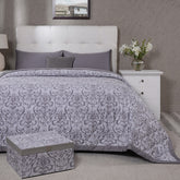 PBS Vintage Chic Dawson 6 Pcs Quilt Set /Quilted Bed Cover Grey